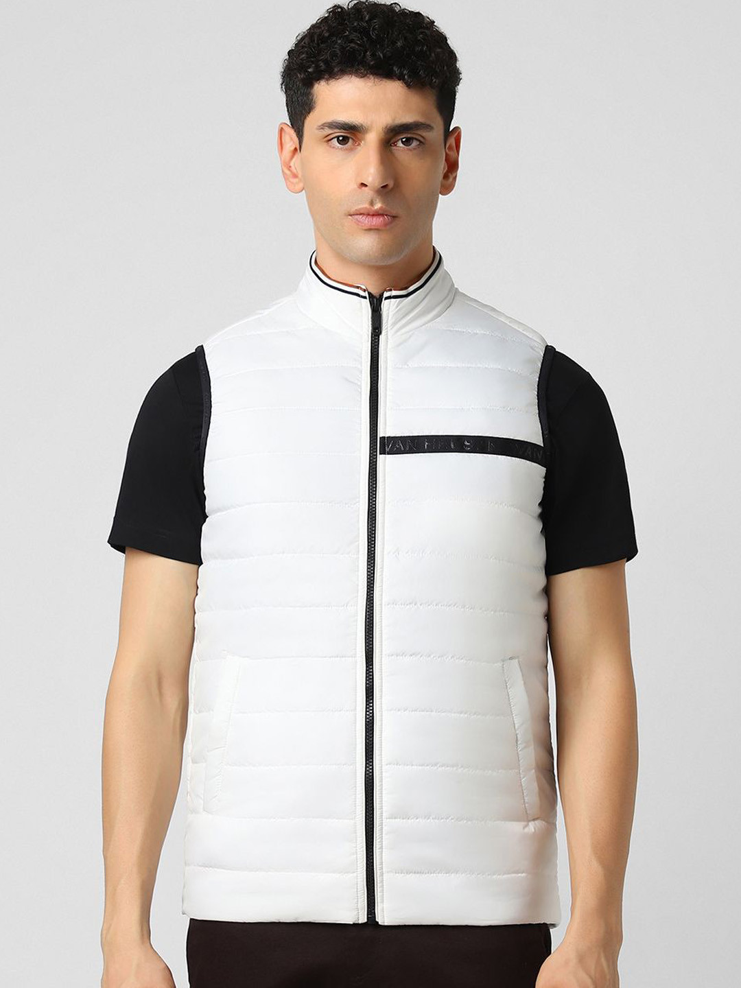 

Van Heusen Sport Men Open Front Jacket with Embroidered, White