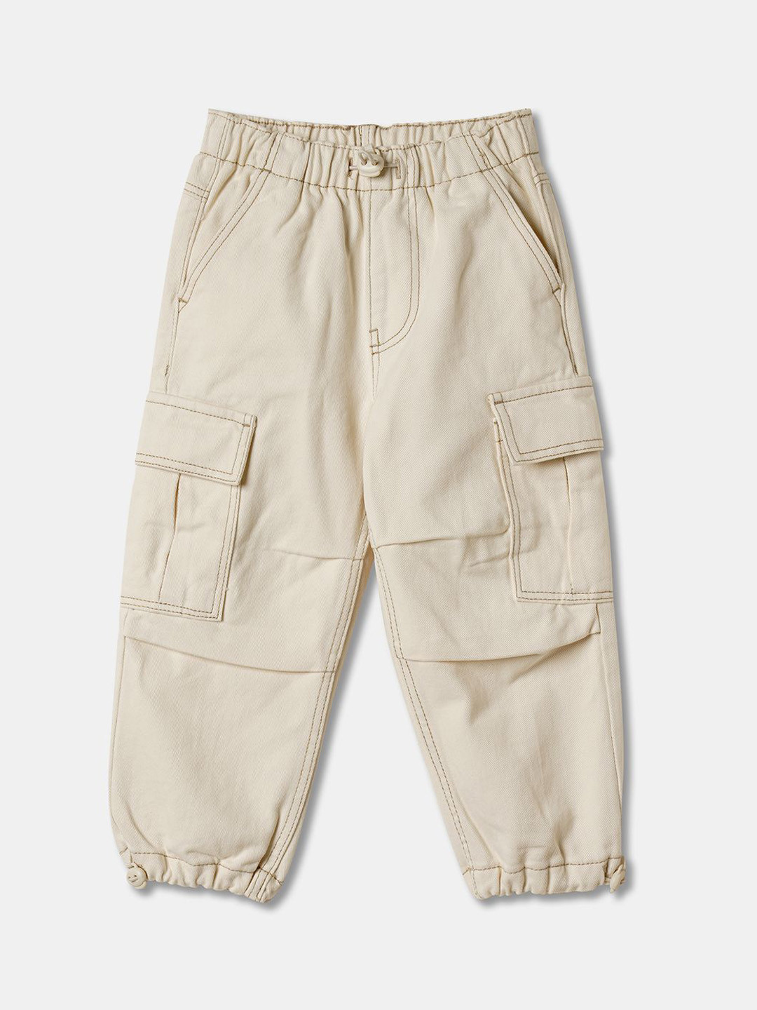 

R&B Boys Mid-Rise Cargos, Off white