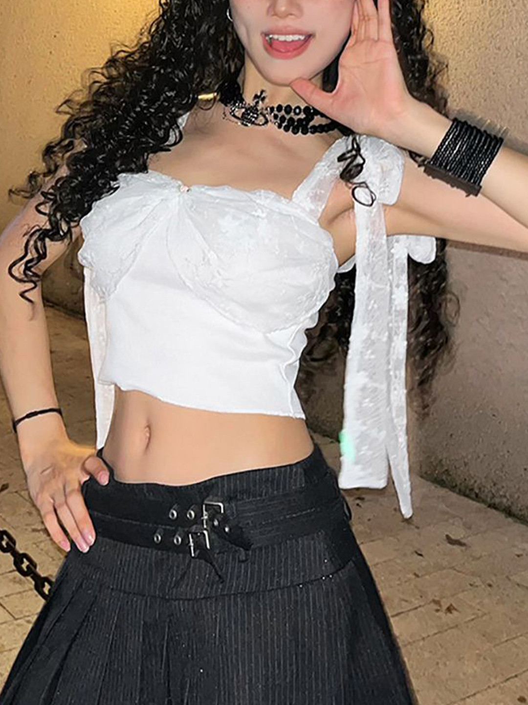 

StyleCast x Revolte Women Solid Tie-Up Neck Top, White