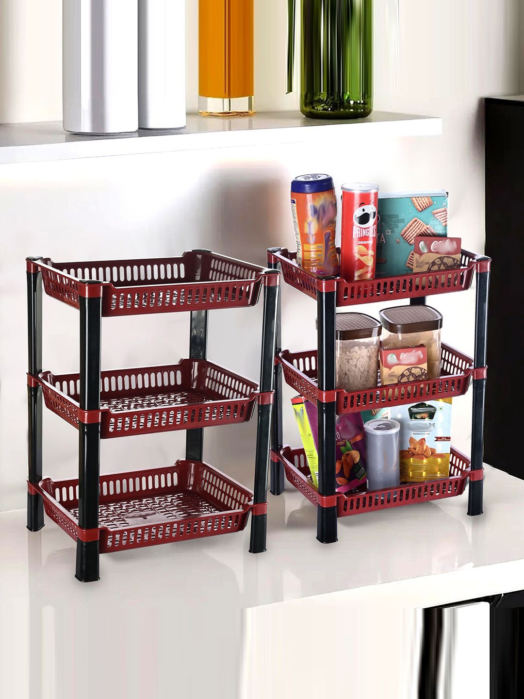 

Kuber Industries Maroon & Black 2 Pieces Kitchen Multi-Utility Organiser