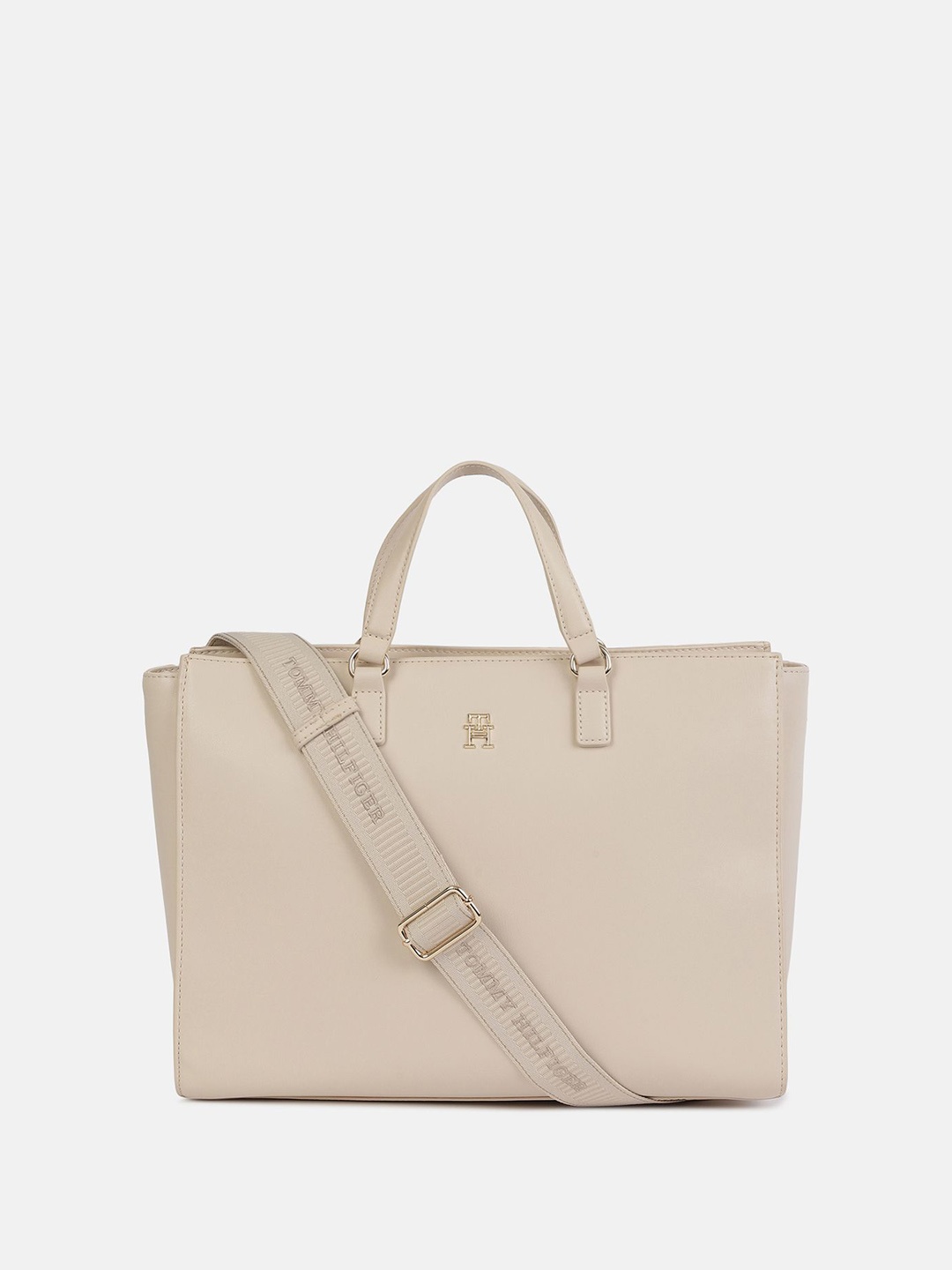 

Tommy Hilfiger PU Swagger Handheld Bag with Tasselled, Beige