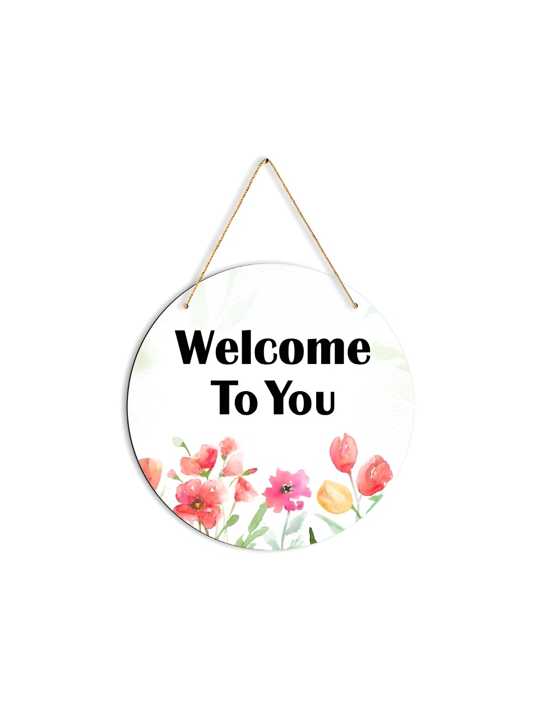 

CLAWCRAFTS White and Black Floral Printed Wooden Wall Hangings