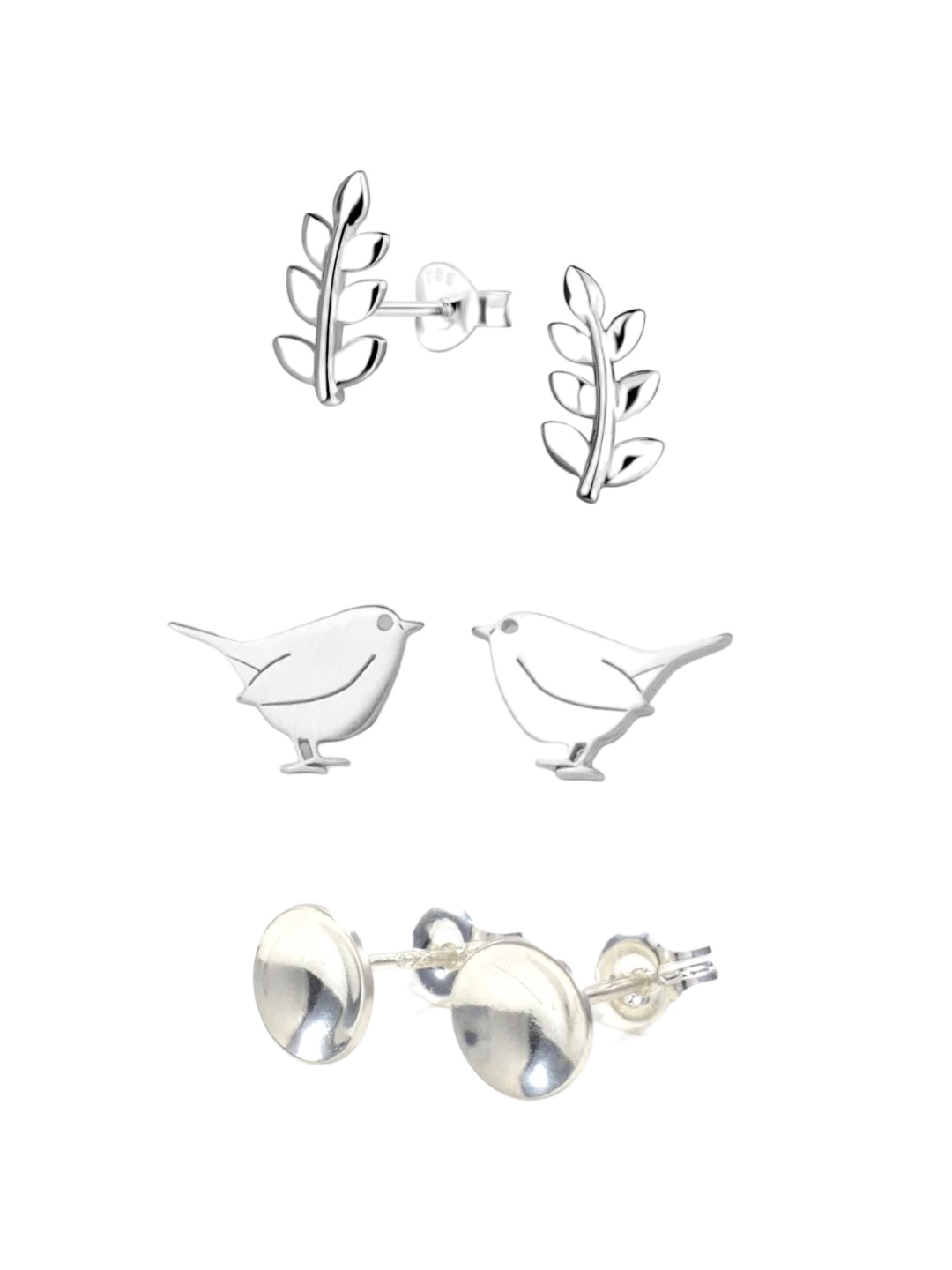 

Goldnera Set of 3 925 Sterling Silver Studs