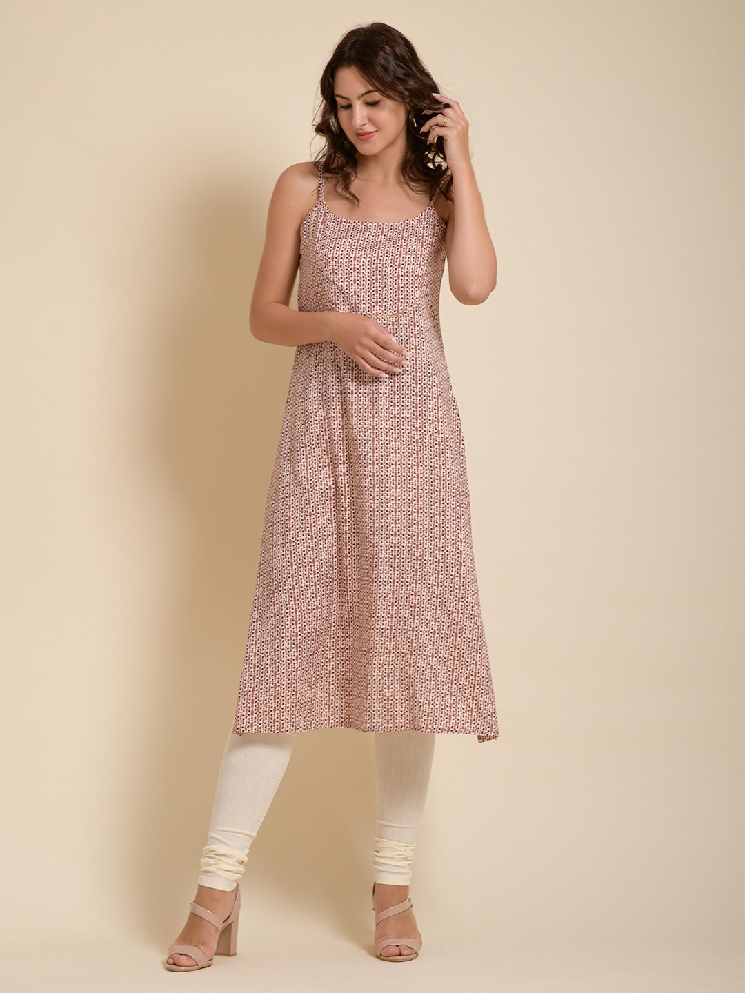 

CLIW Printed Straight Kurta, Peach