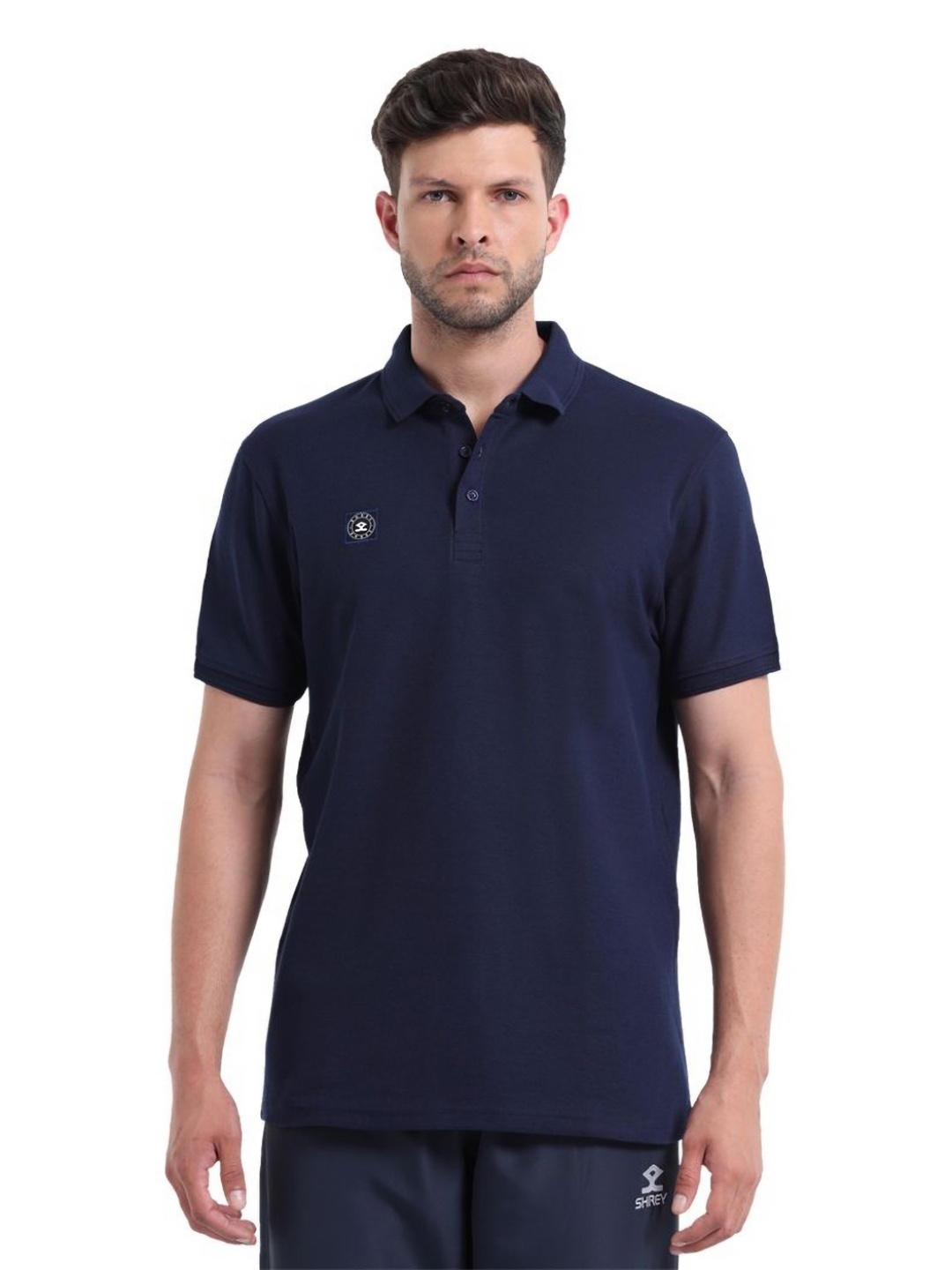 

Shrey Men Solid Polo Collar T-Shirt, Navy blue