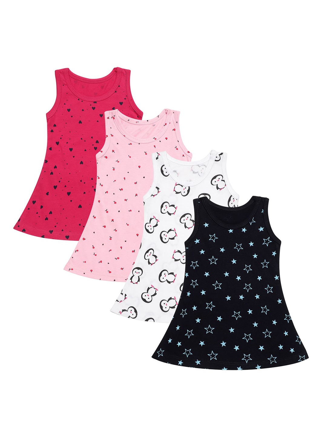 

CLAP Girls Pack of 4 Printed A Line Midi Dress, Pink