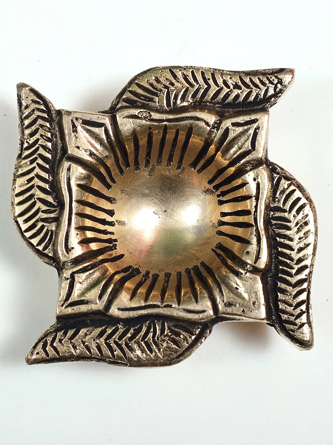 

Exotic India 2" Small Brass Swastik Diya, Gold