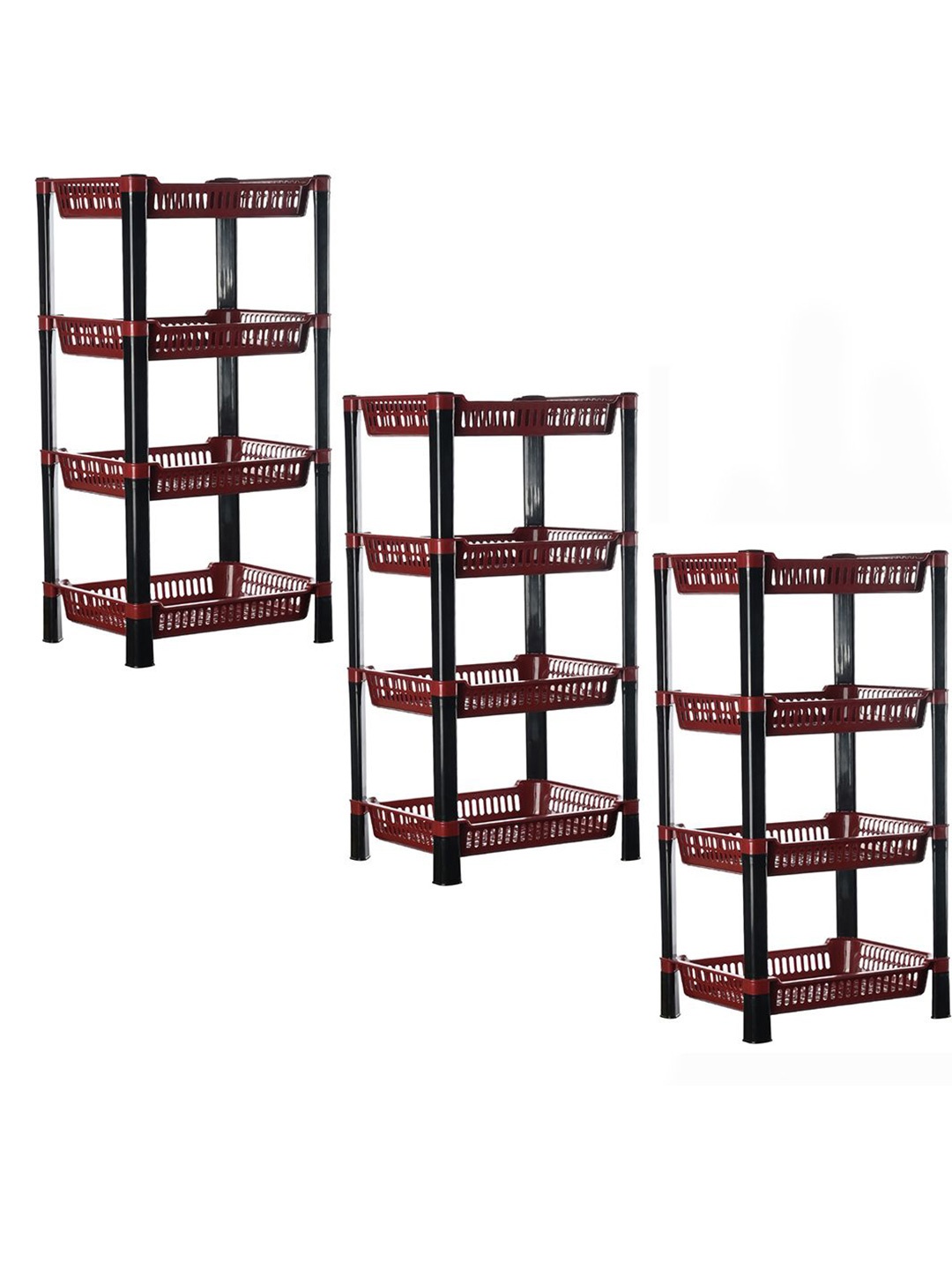 

Kuber Industries Maroon & Black 3 Pieces Long Lasting 4-Layer Kitchen Organiser