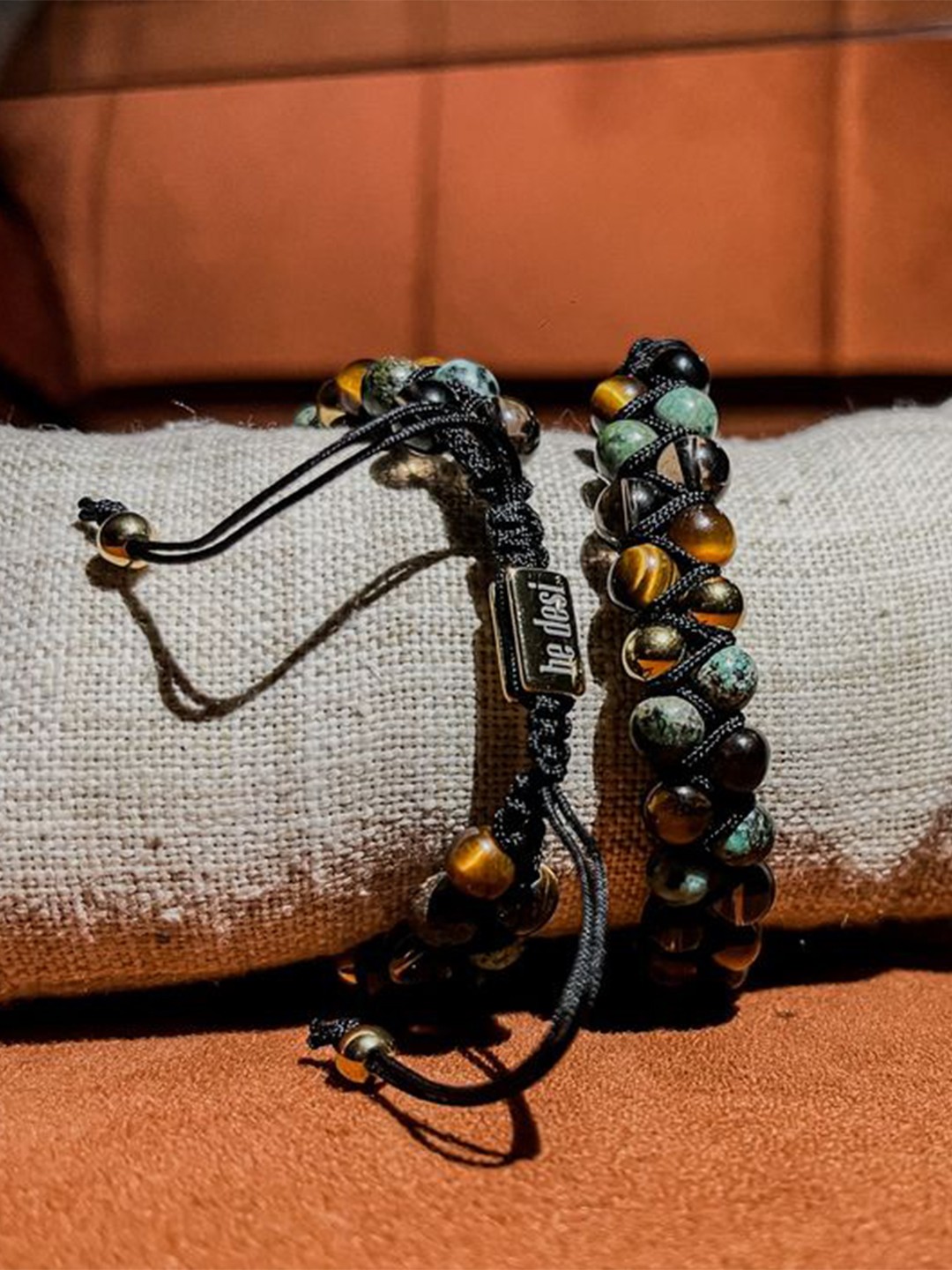 

Be Desi Unisex Onyx Beaded Wraparound Bracelet, Black