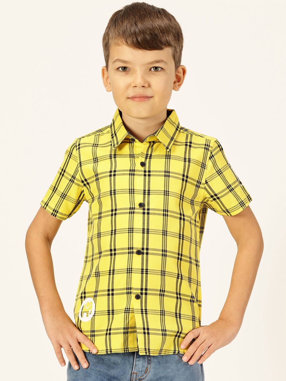 

Killer Boys Premium Windowpane Checks Opaque Checked Casual Shirt, Yellow