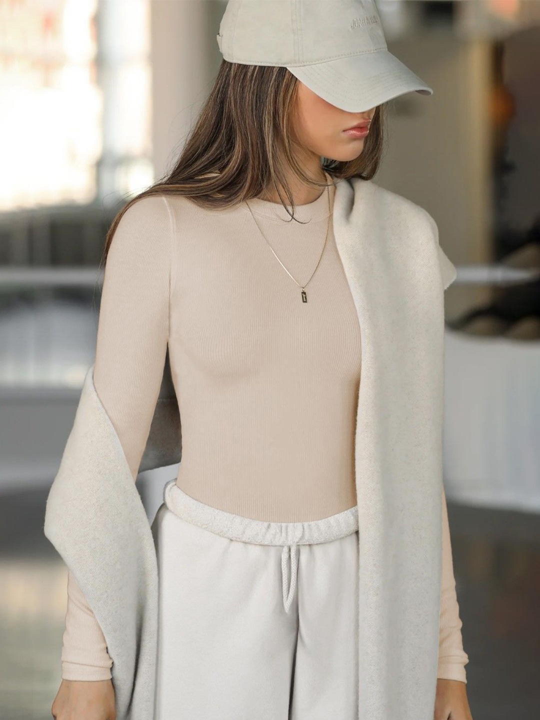 

StyleCast Women Solid Round Neck Top, Beige