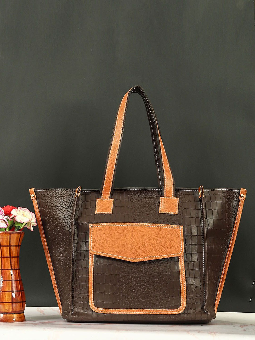 

Bagsy Malone Textured PU Structured Tote Bag, Brown