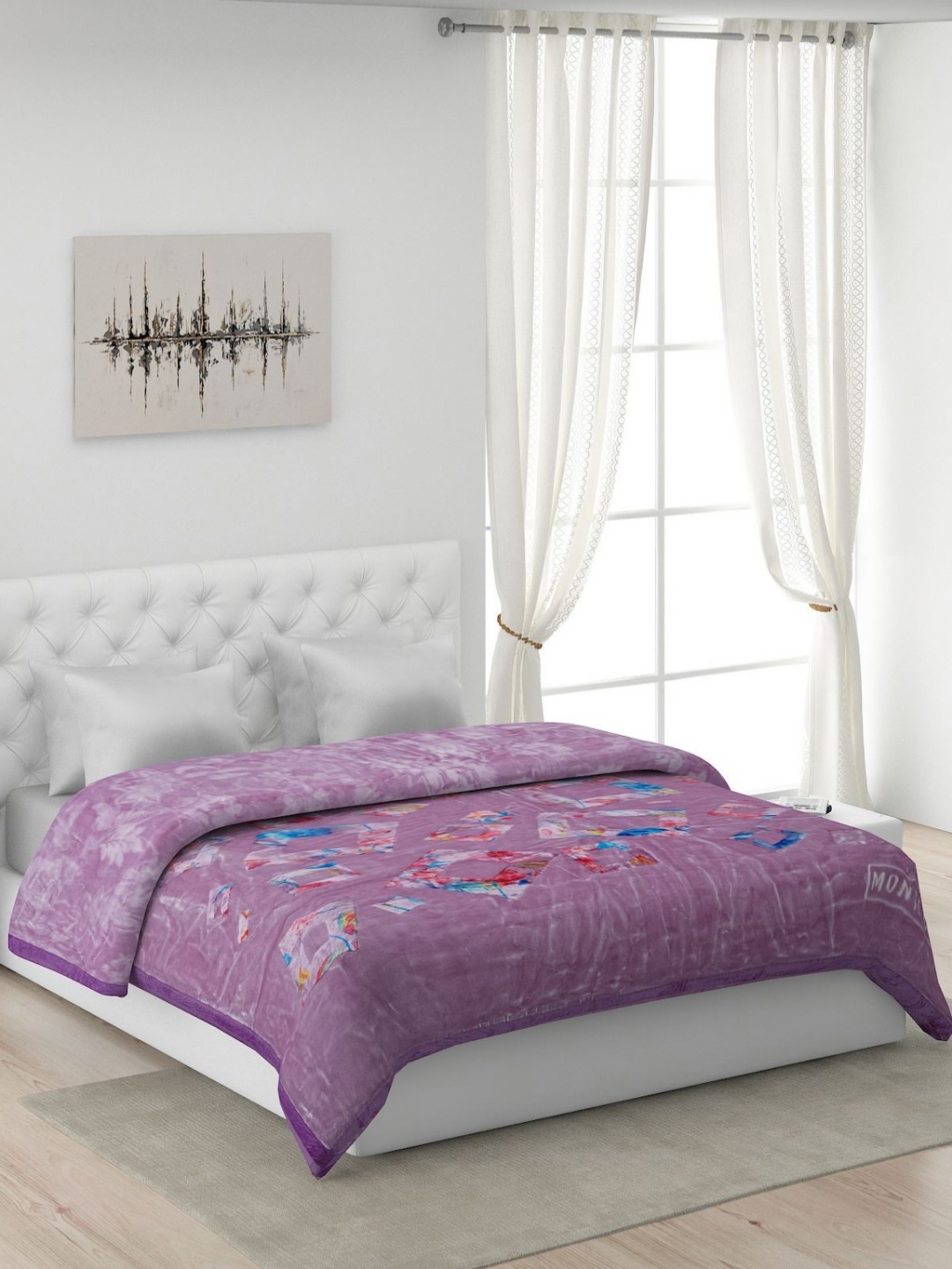 

Monte Carlo Pink & Blue Geometric Printed 900 GSM Heavy Winter Double Bed Blanket