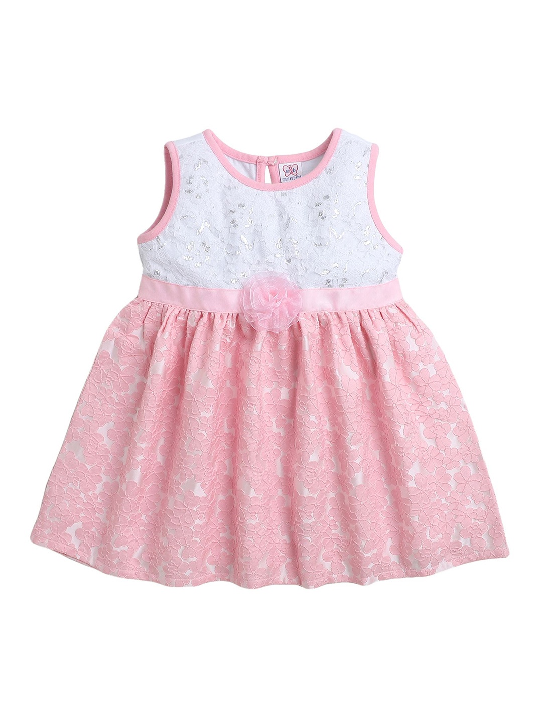 

mama & bebe Self Design Fit & Flare Dress, Pink