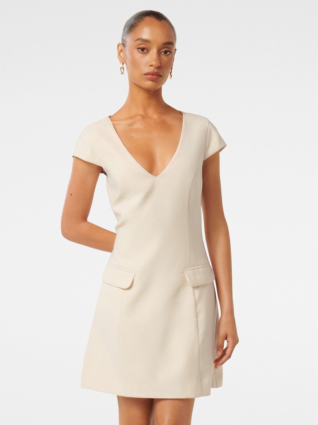 

Forever New Solid A-Line Mini Dress, Off white