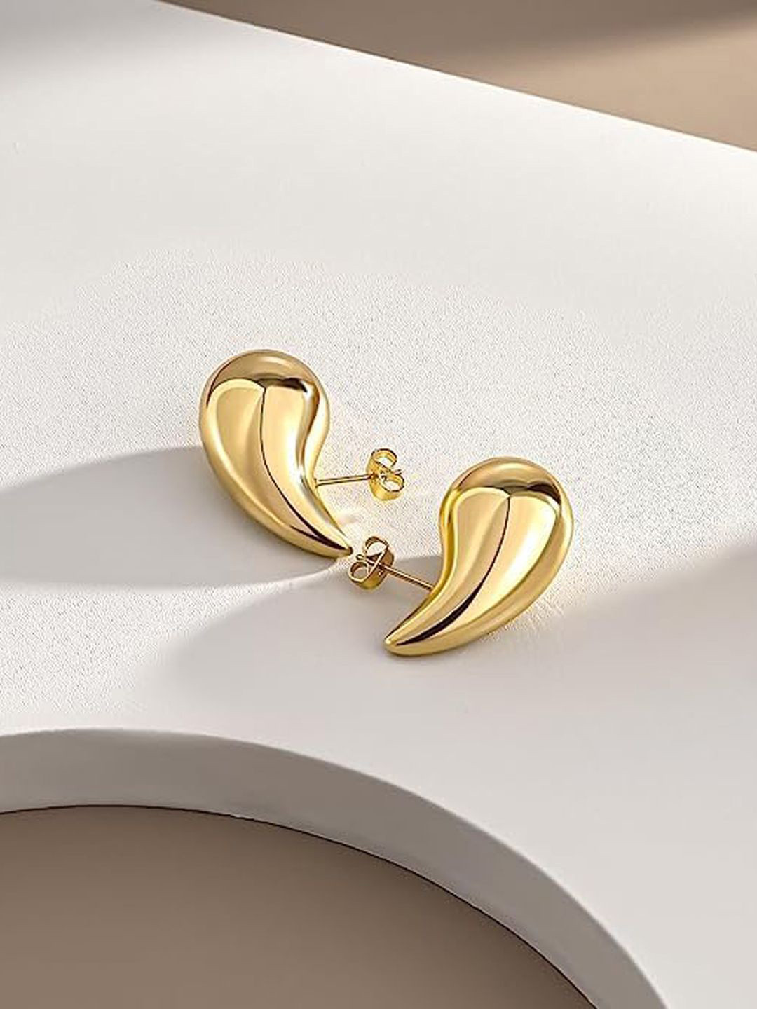 

KRENOZ Stainless Steel Teardrop Shaped Studs, Gold