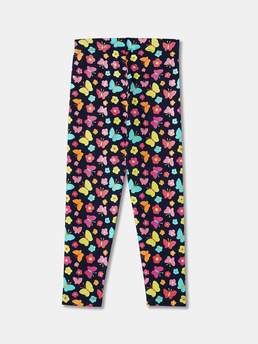 

R&B Girls Printed Cotton Leggings, Black
