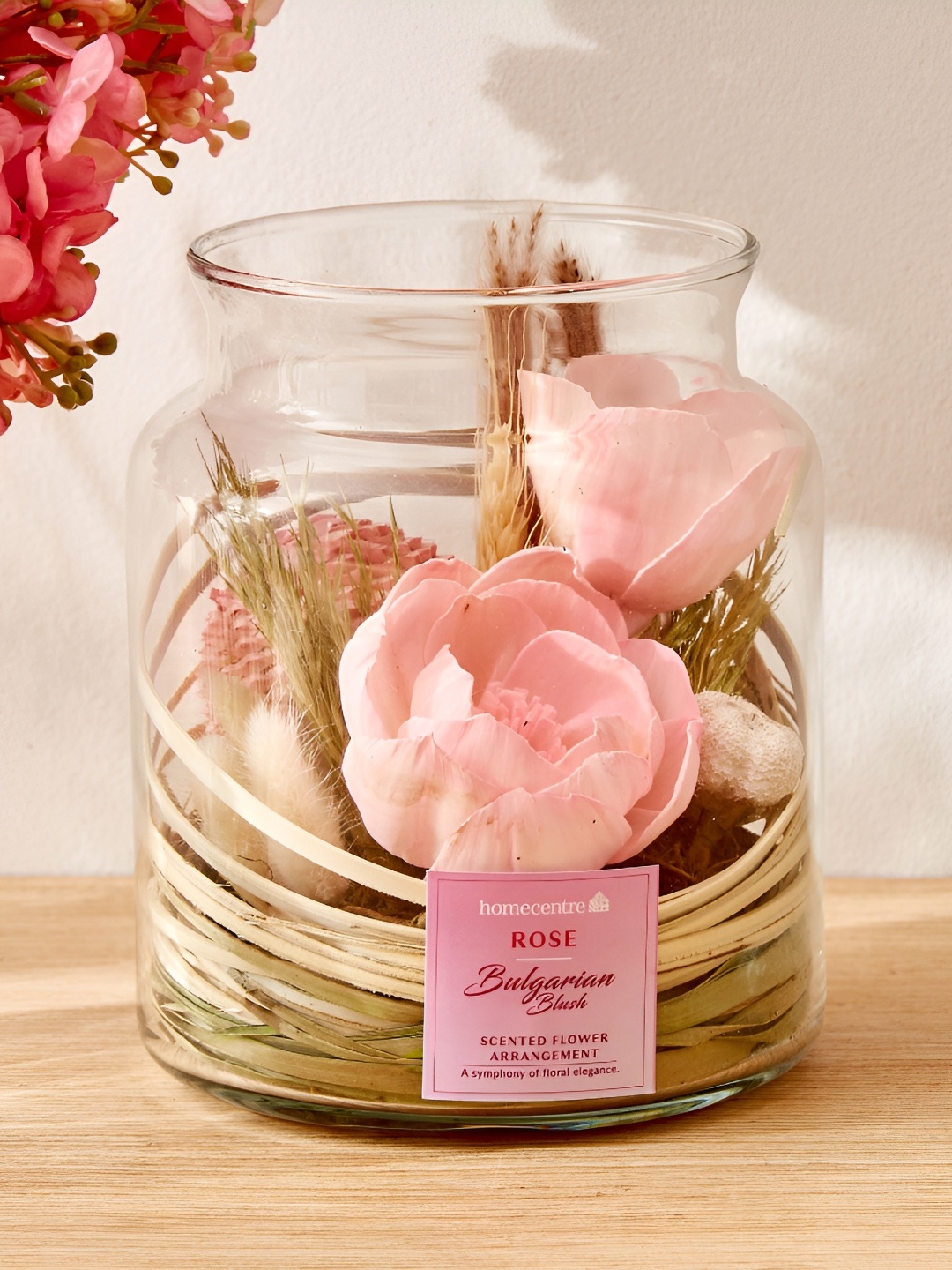 

Home Centre Redolence Pink & Transparent Dried Flowers Jar Potpourri