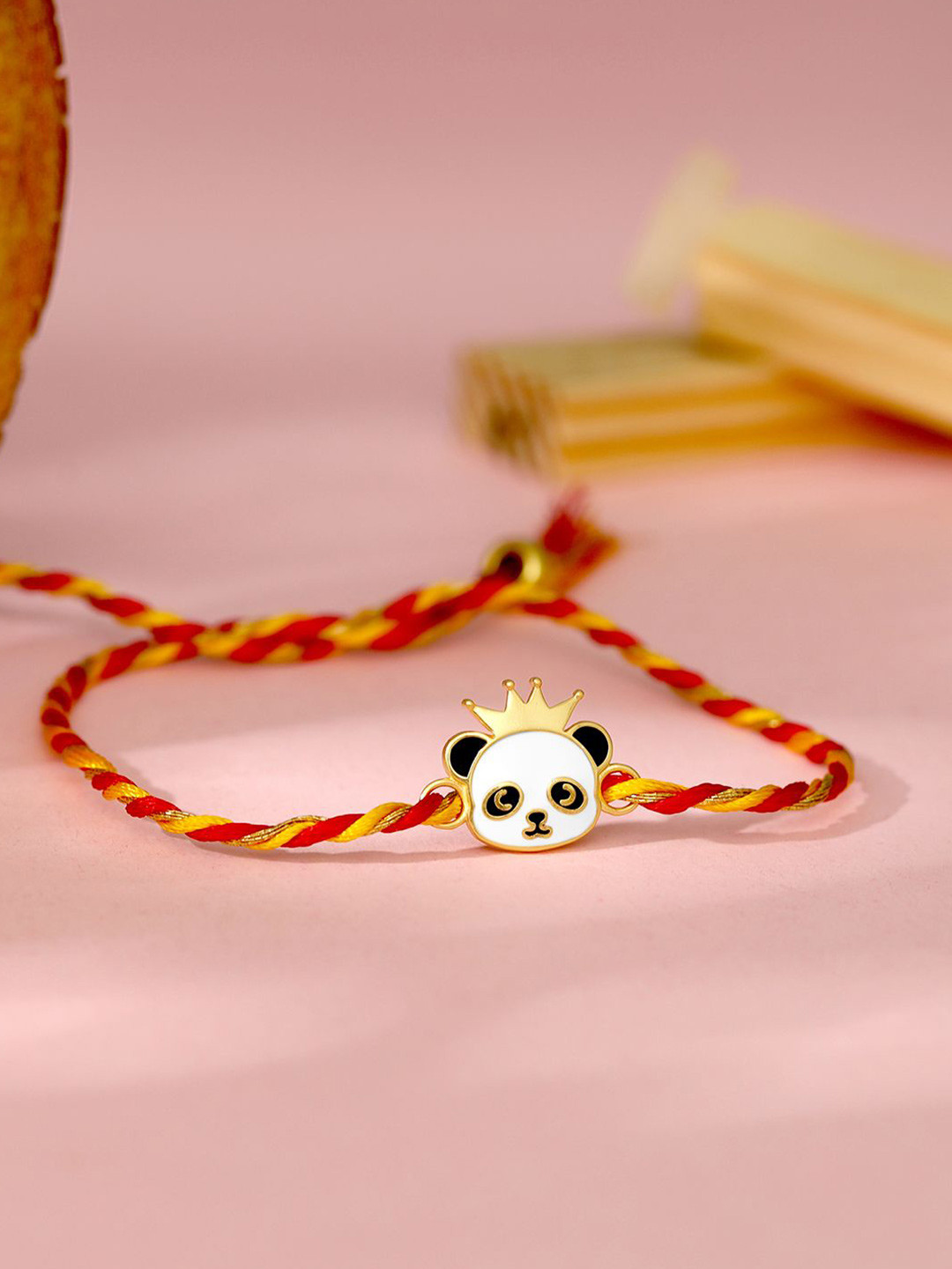 

GIVA Kids 925 Silver Crowning Panda Thread Rakhi, Gold