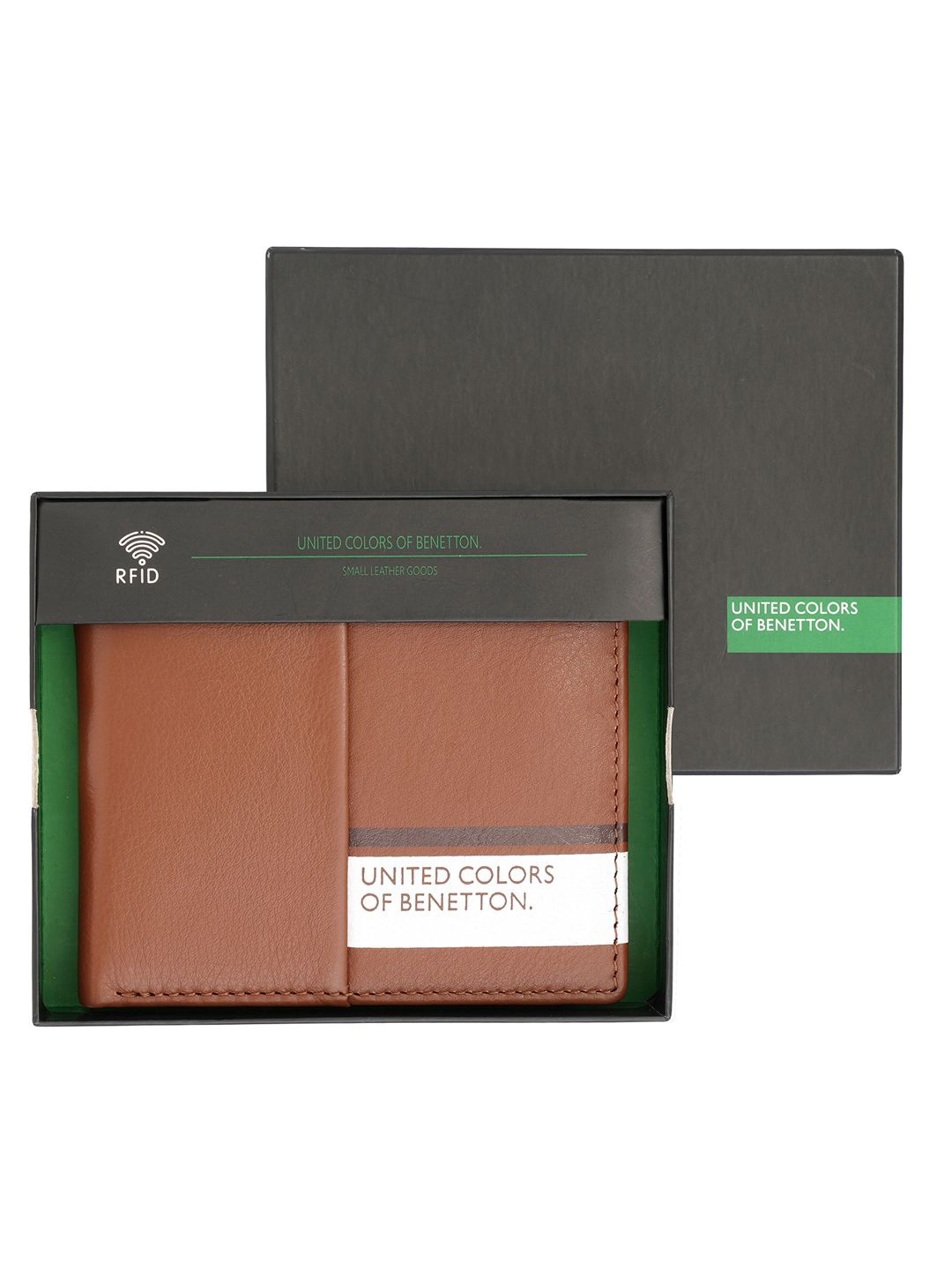 

United Colors of Benetton Men Leather Two Fold Wallet, Tan