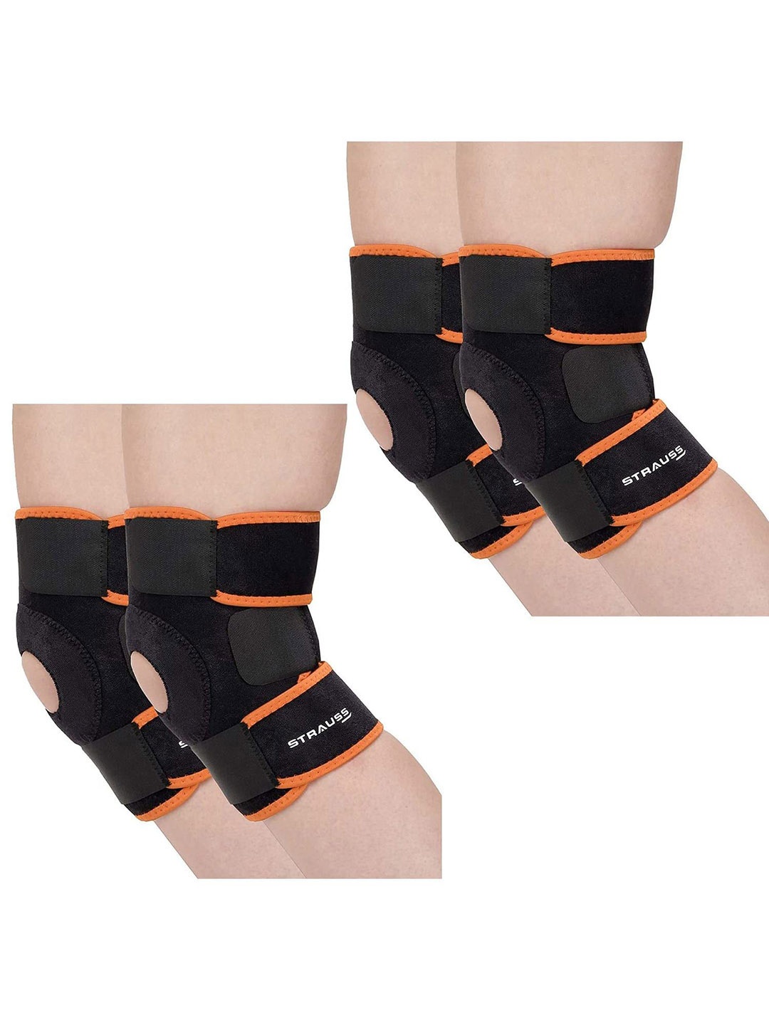 

STRAUSS Pack Of 2 Adjustable Knee Support Patella, Black