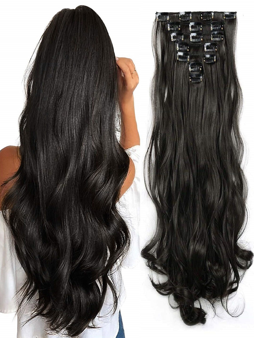 

MoonEyes 5 Clip Curly Wavy Hair Extension-Black