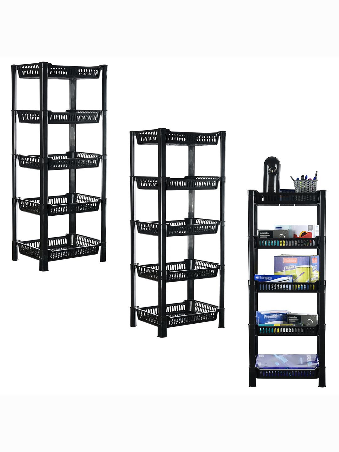 

Kuber Industries Black 3 Pieces 5 Tier Multi-Utility Organisers