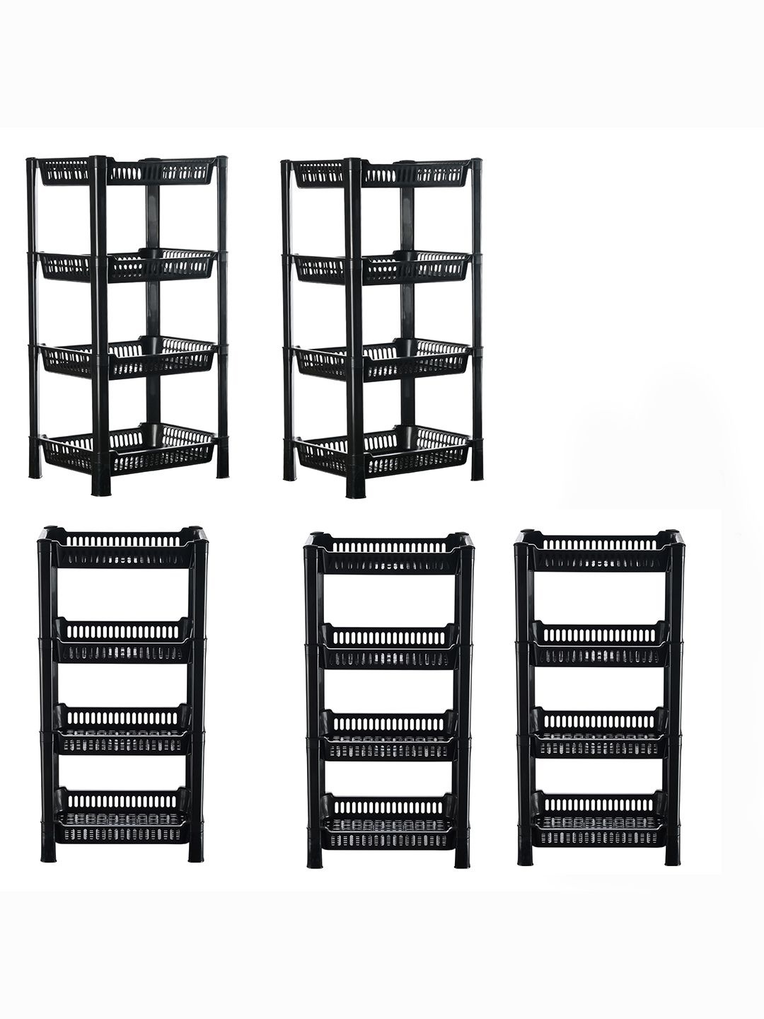 

Kuber Industries Black 5 Pieces Long Lasting 4 Tier Kitchen Organisers