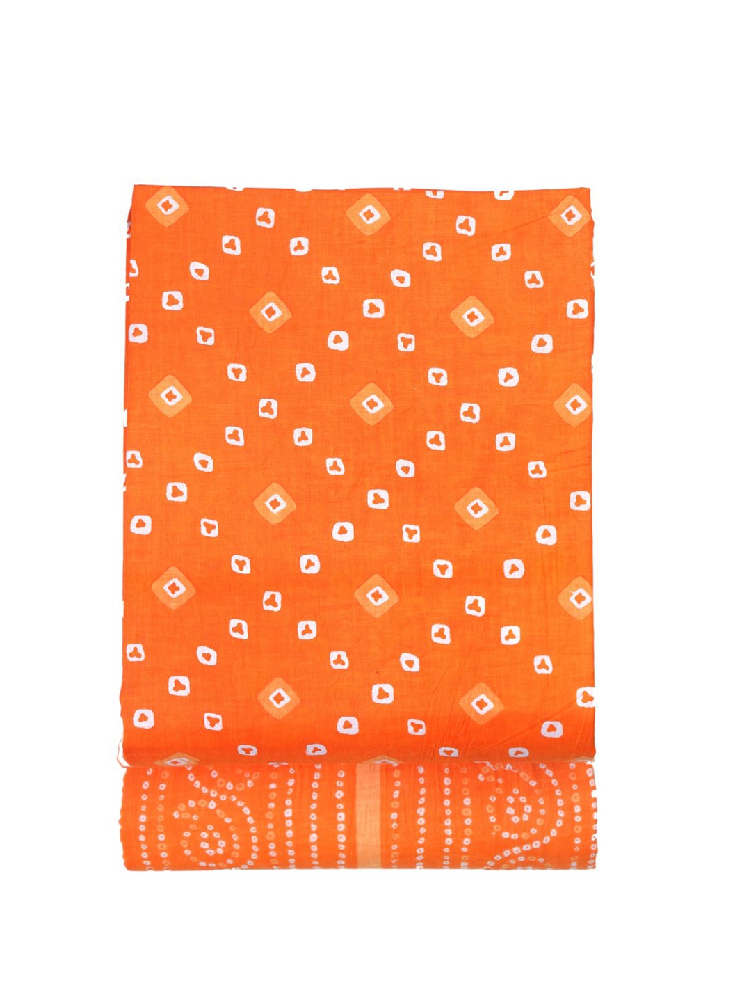 

Sun Fashion And Lifestyle Bandhani Printed Pure Cotton Unstitched Dress Material, Orange