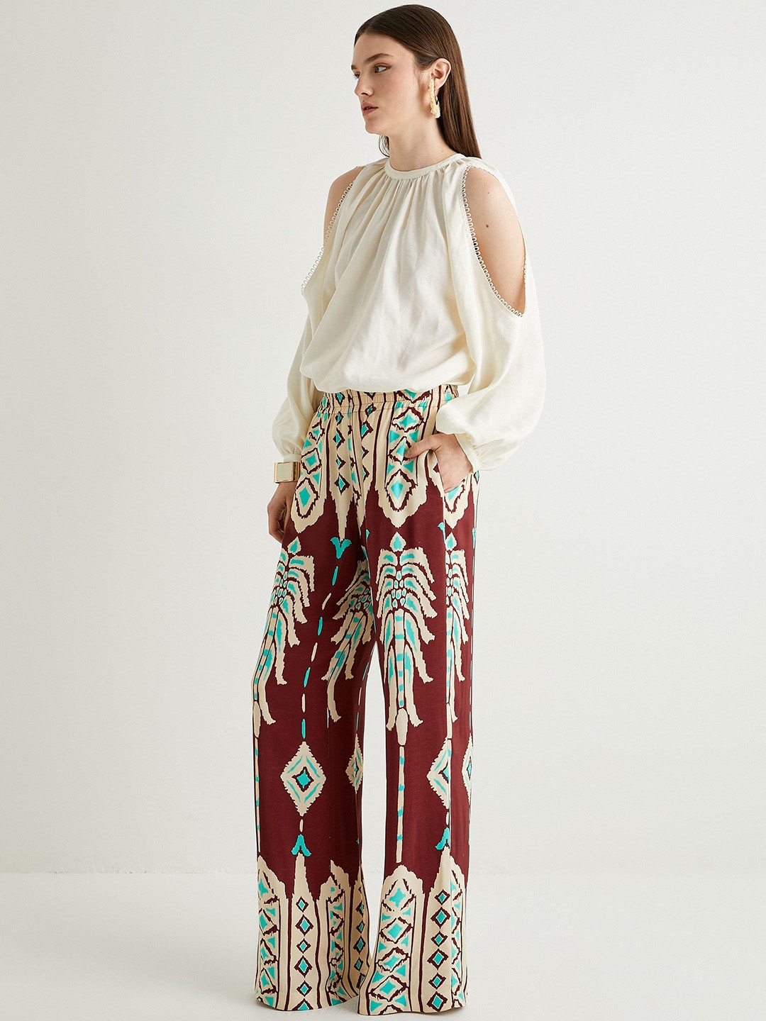 

Koton Women Printed Trousers, Brown