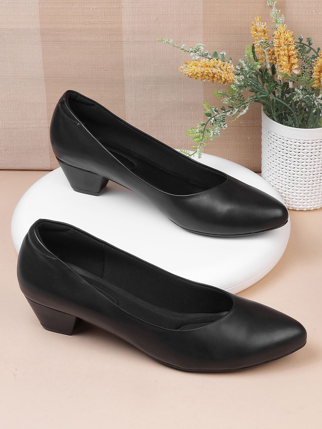 

Mochi Synthetic Block Heel Pumps, Black