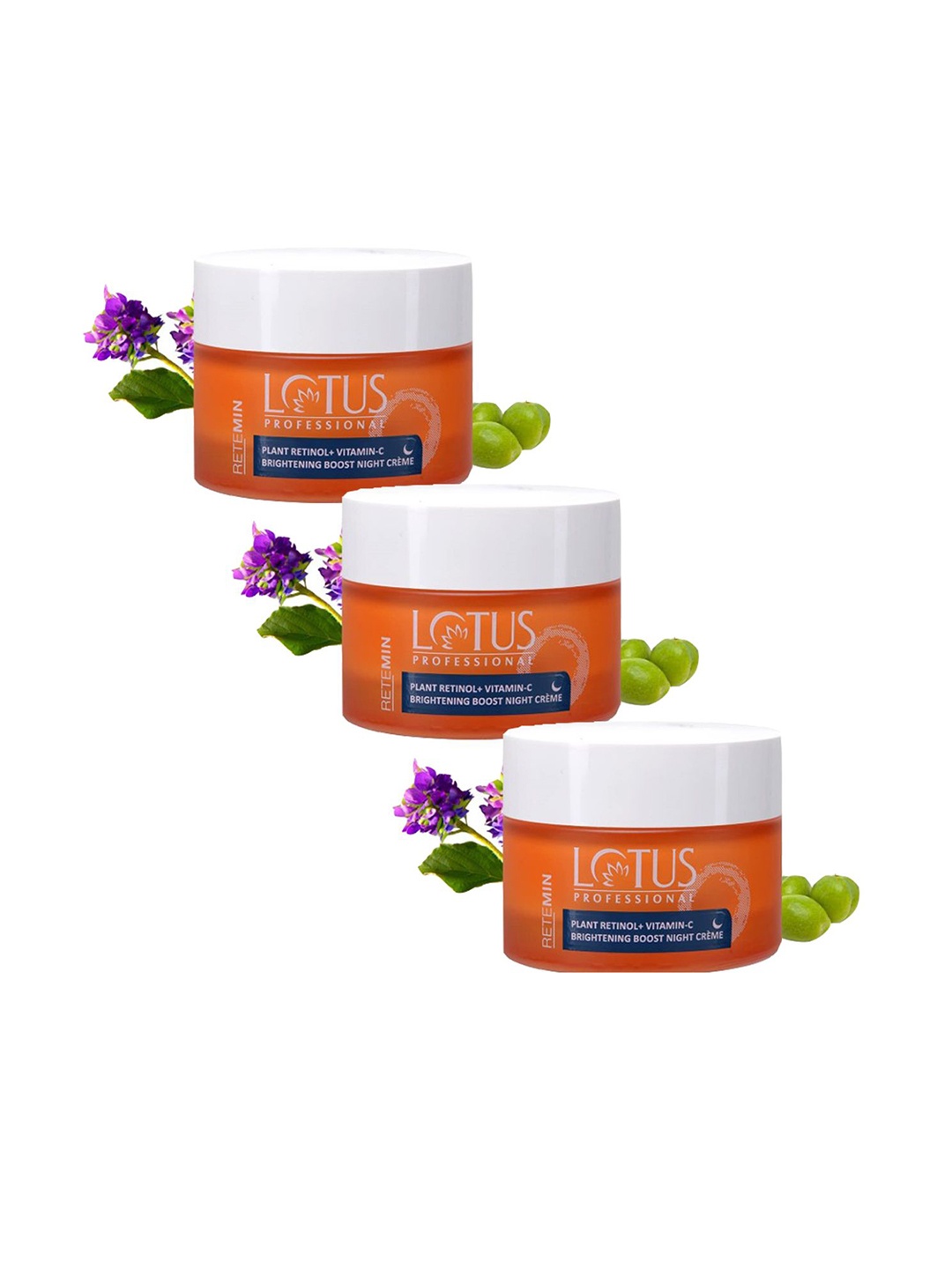 

Lotus Professional Retemin Set Of 3 Plant Retinol+ Vitamin - C Night Creme-50g Each, Orange