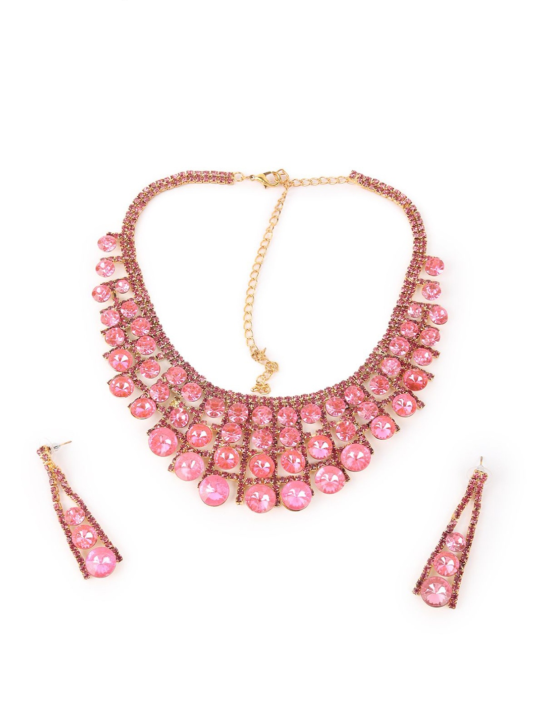 

ODETTE Stainless Steel Kundan Stone-Studded Jewellery Set, Gold