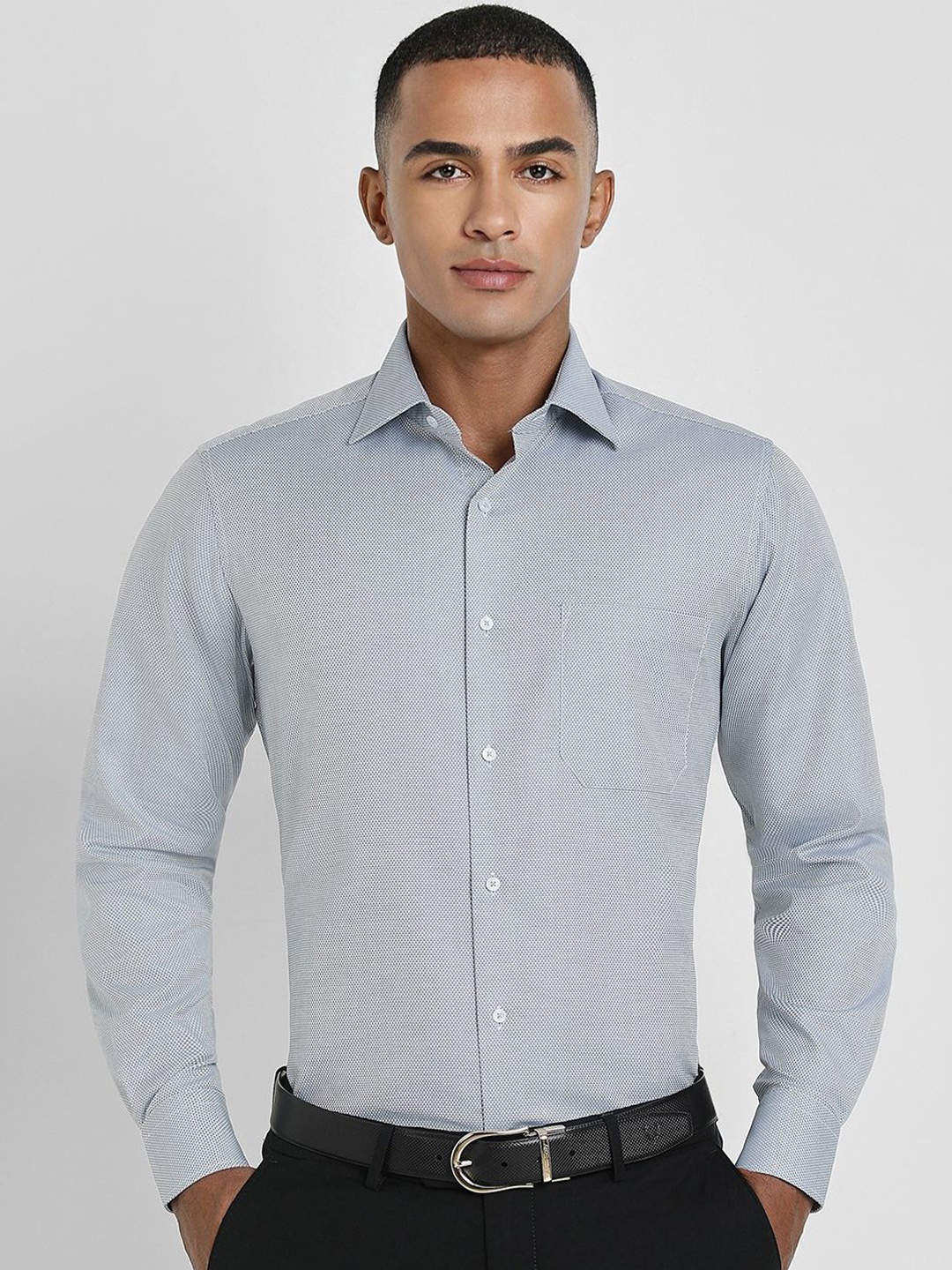 

Allen Solly Sport Men Spread Collar Micro Ditsy Printed Cotton Formal Shirt, Grey