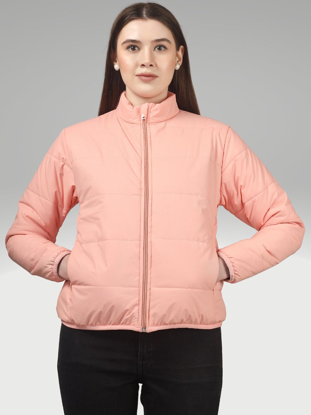 

BLUEFICUS Women Solid Lightweight Antimicrobial Outdoor Puffer Jacket, Peach