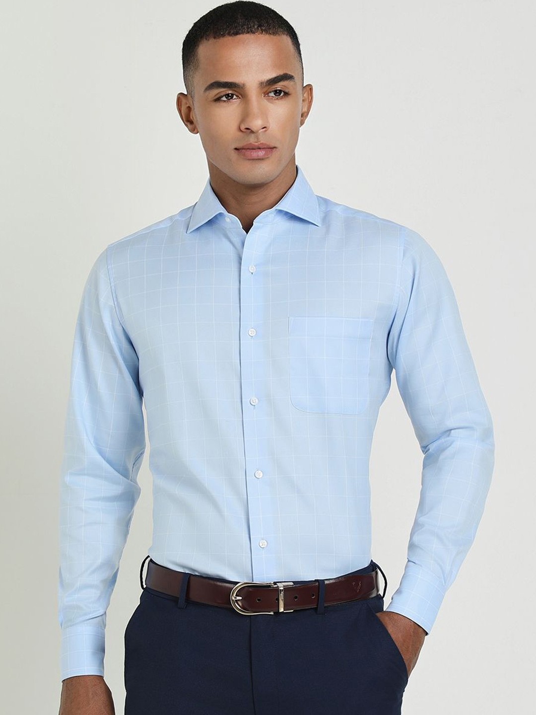 

Allen Solly Sport Men Spread Collar Solid Cotton Formal Shirt, Blue