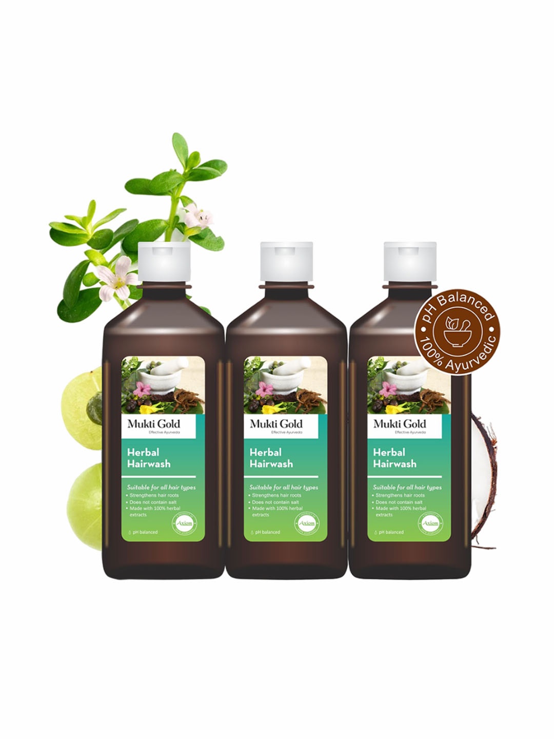 

Mukti Gold Herbal Set Of 3 Hairwash To Reduce Hairfall-400ml Each, Brown