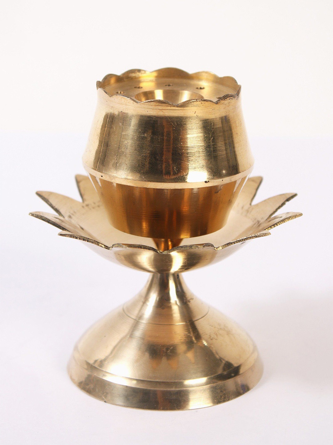 

Exotic India Gold Toned Brass Lotus Agarbatti Stand