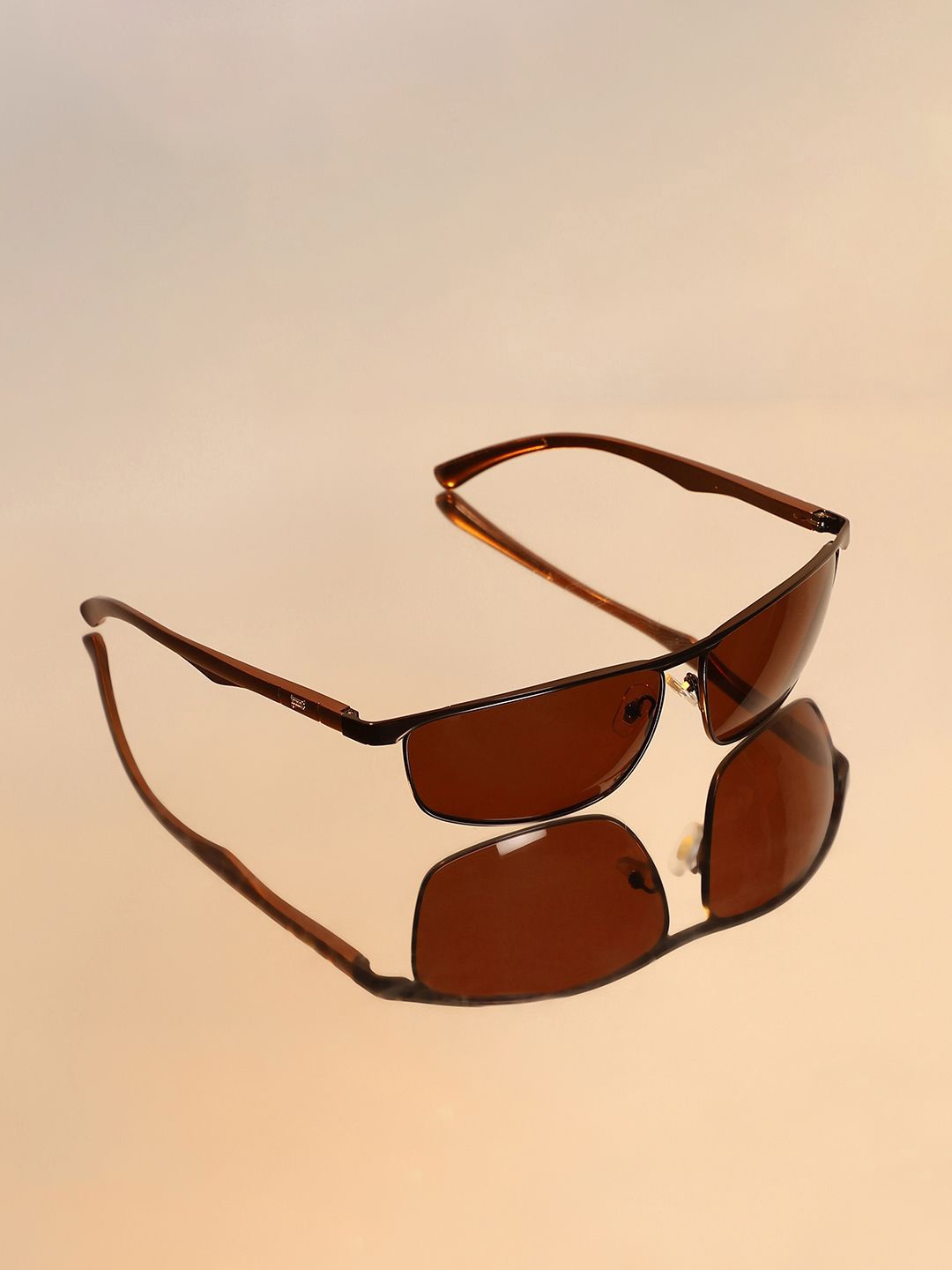 

French Accent Men Rectangle Sunglasses with Polarised Lens AW24_FASG1051, Brown