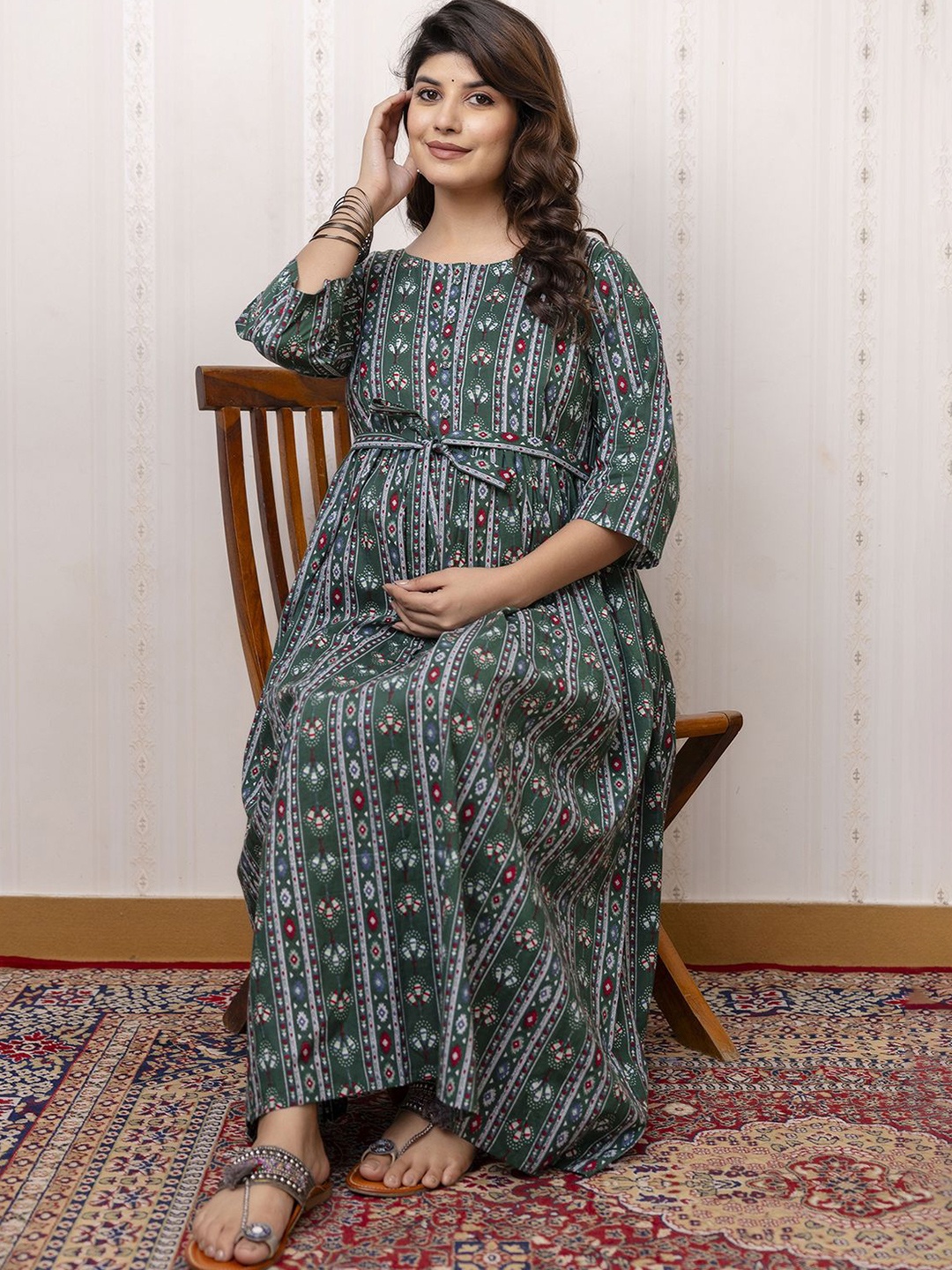 

Nayo Print Maternity Maxi Dress, Green