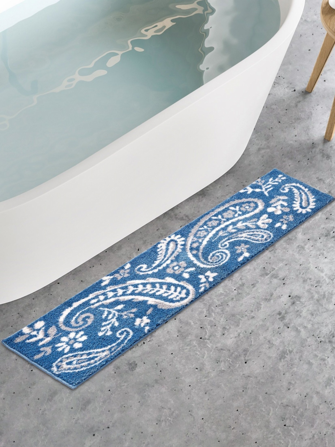 

Home Centre Mekong Paisley Blue & White Printed Anti Slip Runner