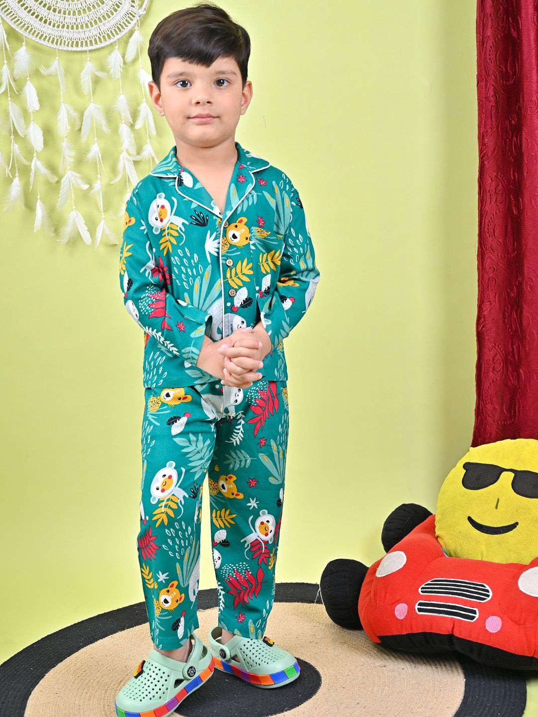 

MOOBA Boys Funky Kid Printed Night suit, Green