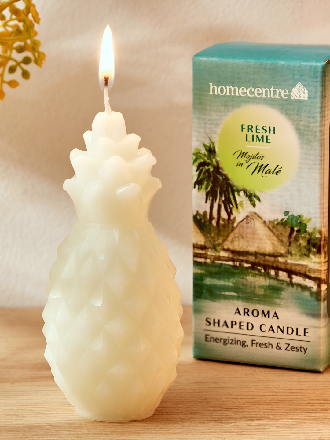 

Home Centre Redolence Off White Textured Fresh Lime Scented Pillar Candle