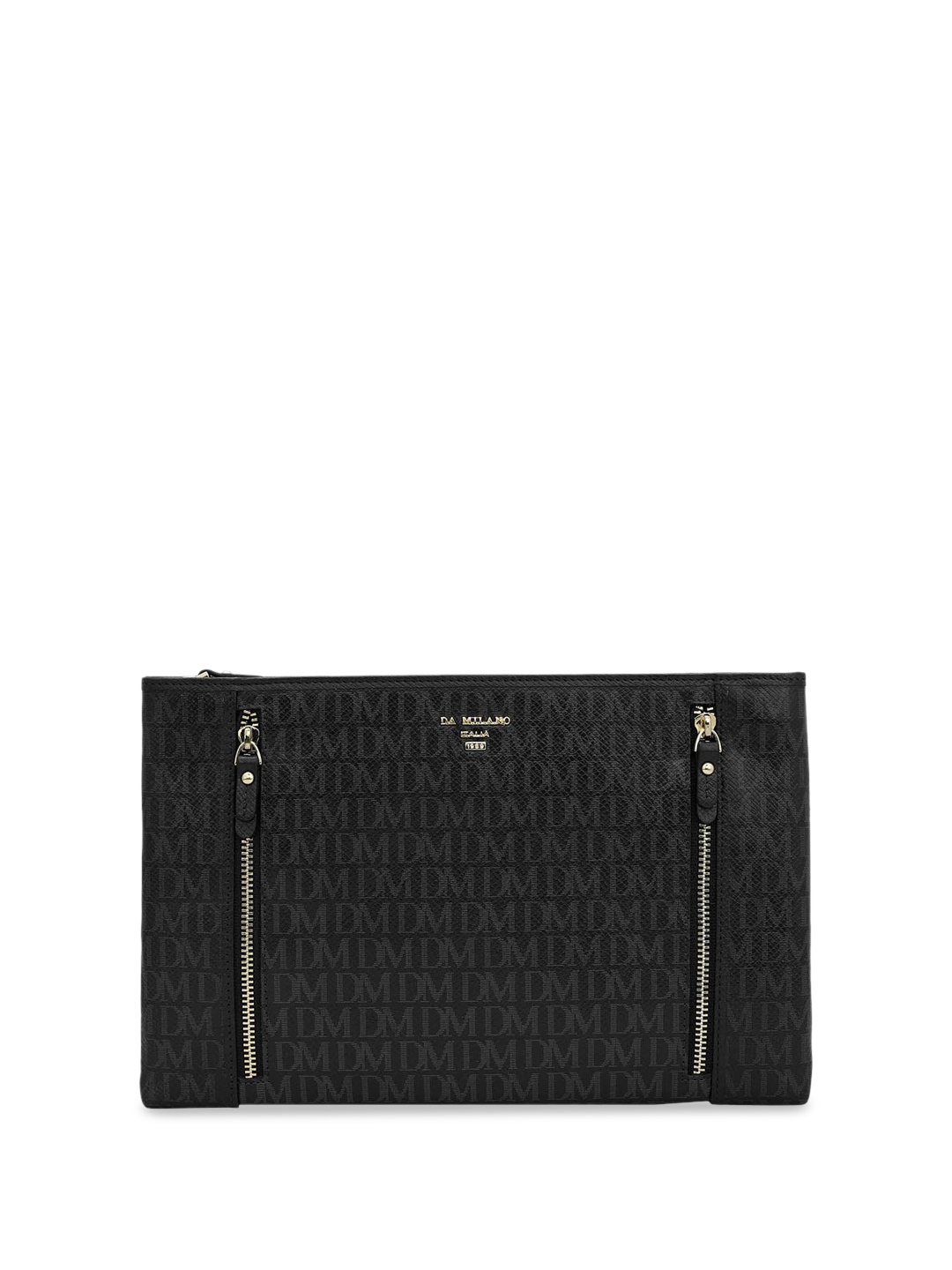 

Da Milano Textured Leather Oversized Structured Shoulder Bag, Black