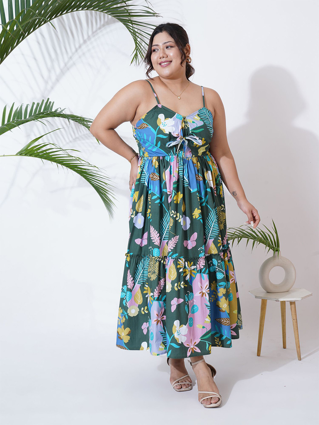 

MOOBA Floral Print Fit & Flare Maxi Dress, Green