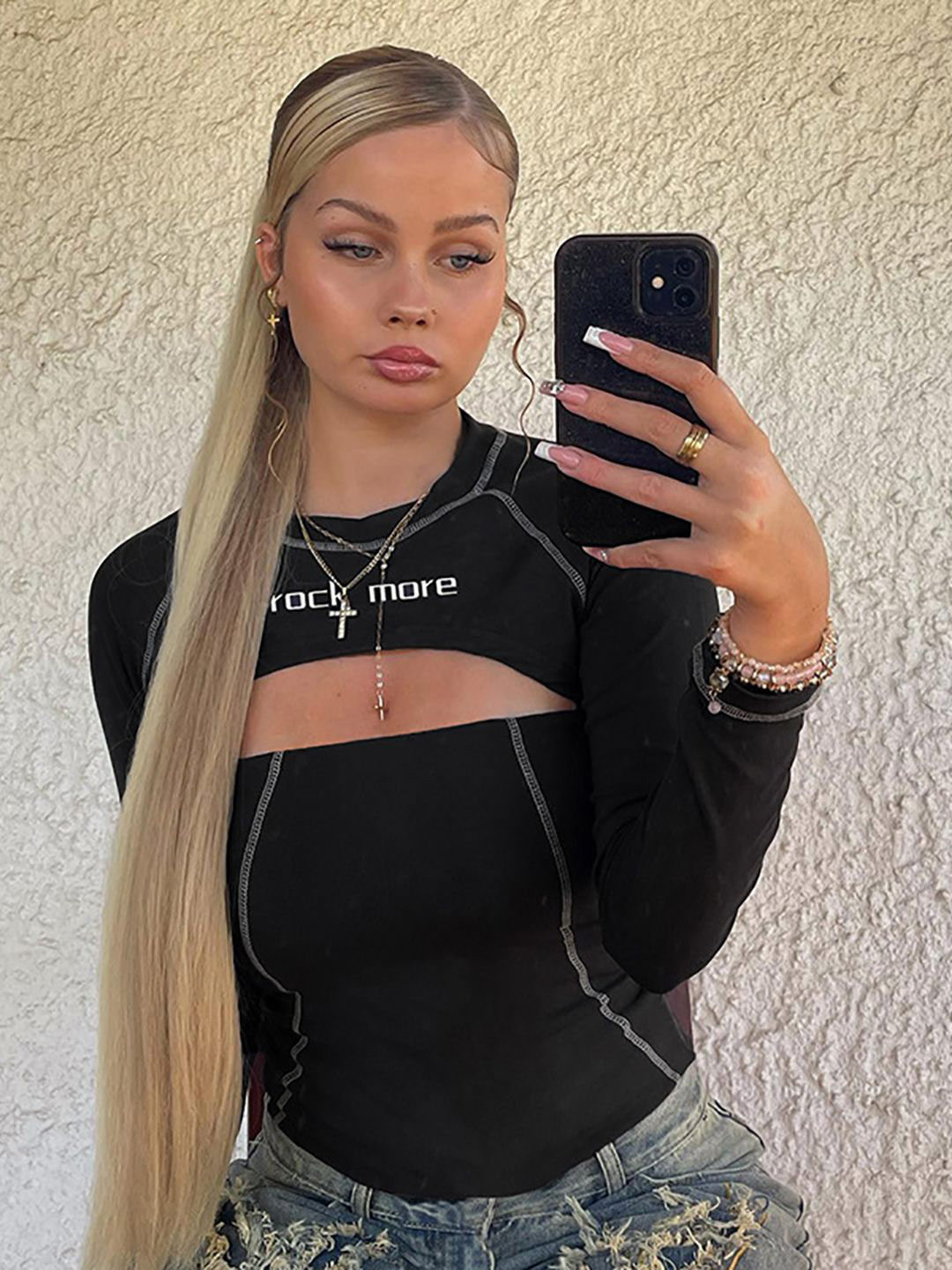 

StyleCast x Revolte Women Solid Round Neck Top, Black