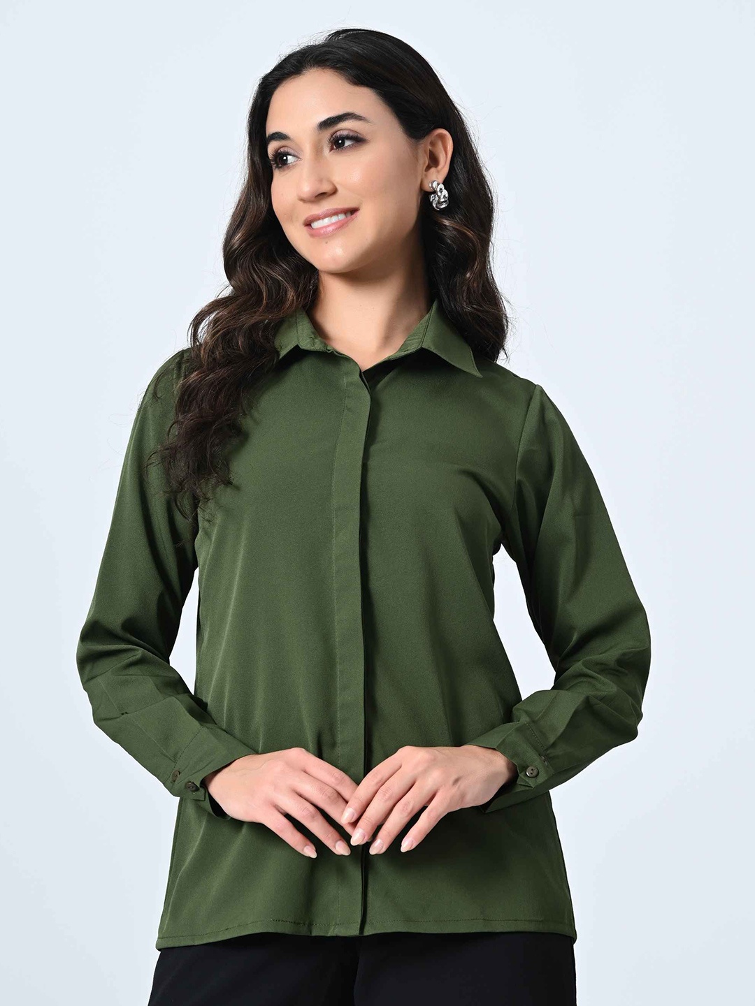 

BAESD Women Standard Opaque Formal Shirt, Green