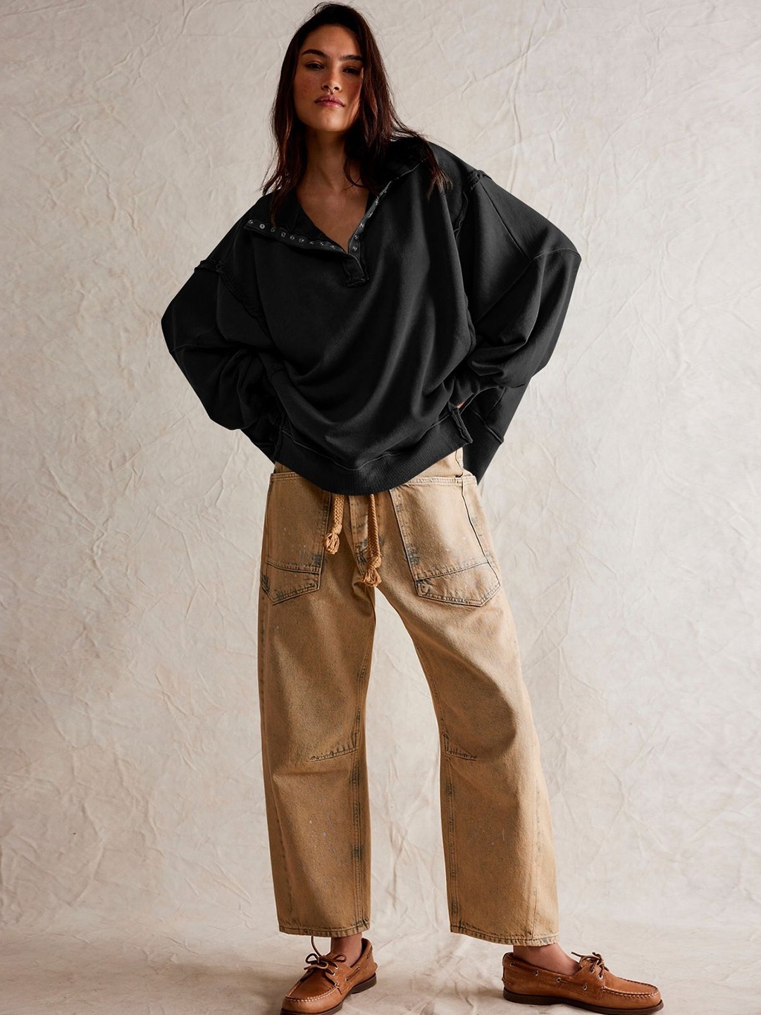 

StyleCast Women Solid Sweatshirt, Black