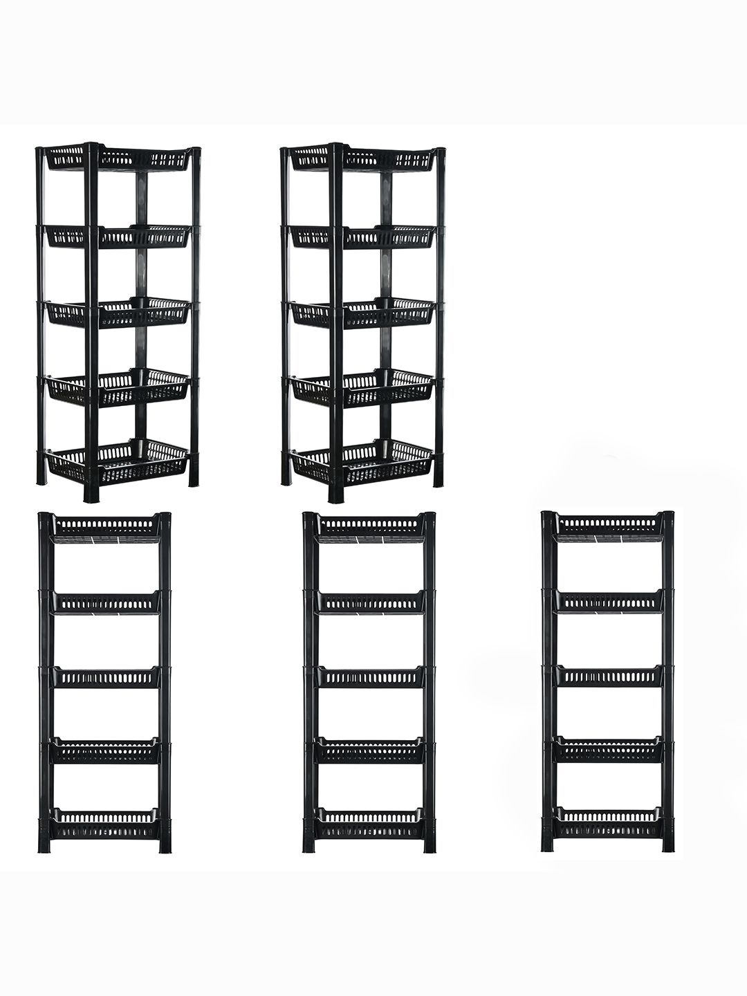 

Kuber Industries Black 5 Pieces Multipurpose 5 Tier Racks For Storage