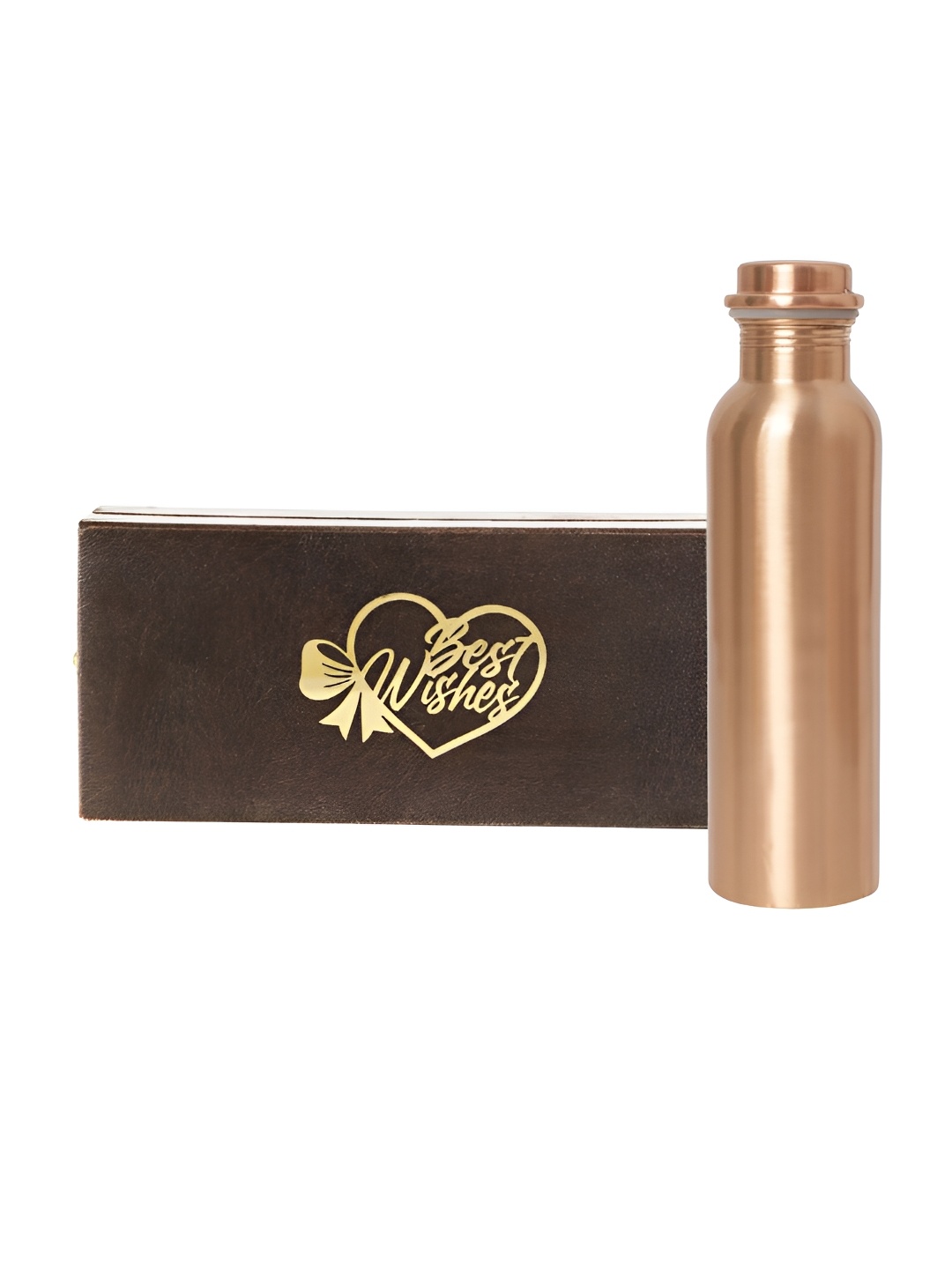 

INTERNATIONAL GIFT Copper Water Bottle 1 L & Best Wishes Tag, Bronze